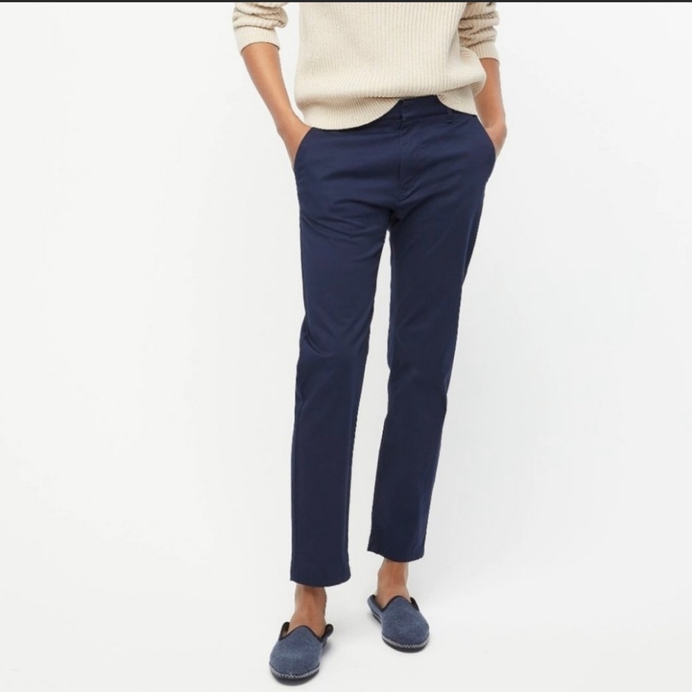 J. Crew Slim Mid Rise Boyfriend Chino Pant In Navy Blue Sz 28